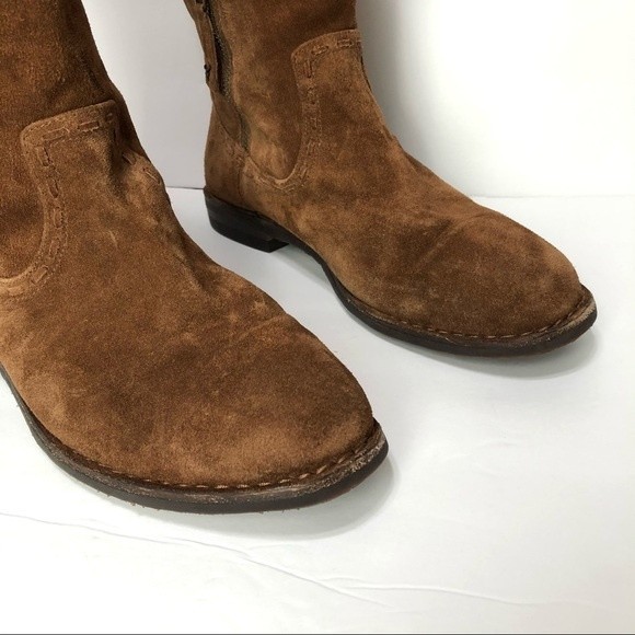 Trask Audra Boots Womens 10 M Pull On Zip Almond Toe Mid Calf Suede Casual - Picture 5 of 15